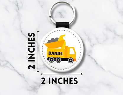 Personalized Dump Truck Keychain – Custom Name Kids Tag, Construction Gift - KWL Creations
