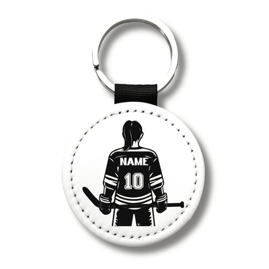 Personalized Female Hockey Player Keychain – Custom Name & Number - KWL Creations