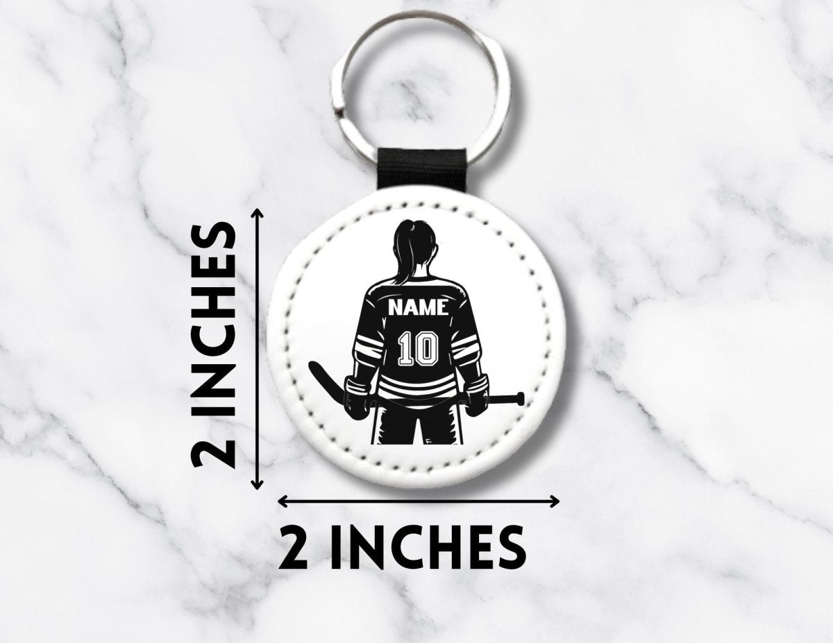 Personalized Female Hockey Player Keychain – Custom Name & Number - KWL Creations