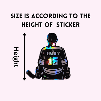 Personalized Girl Hockey Sticker – Custom Name & Number Decal - KWL Creations