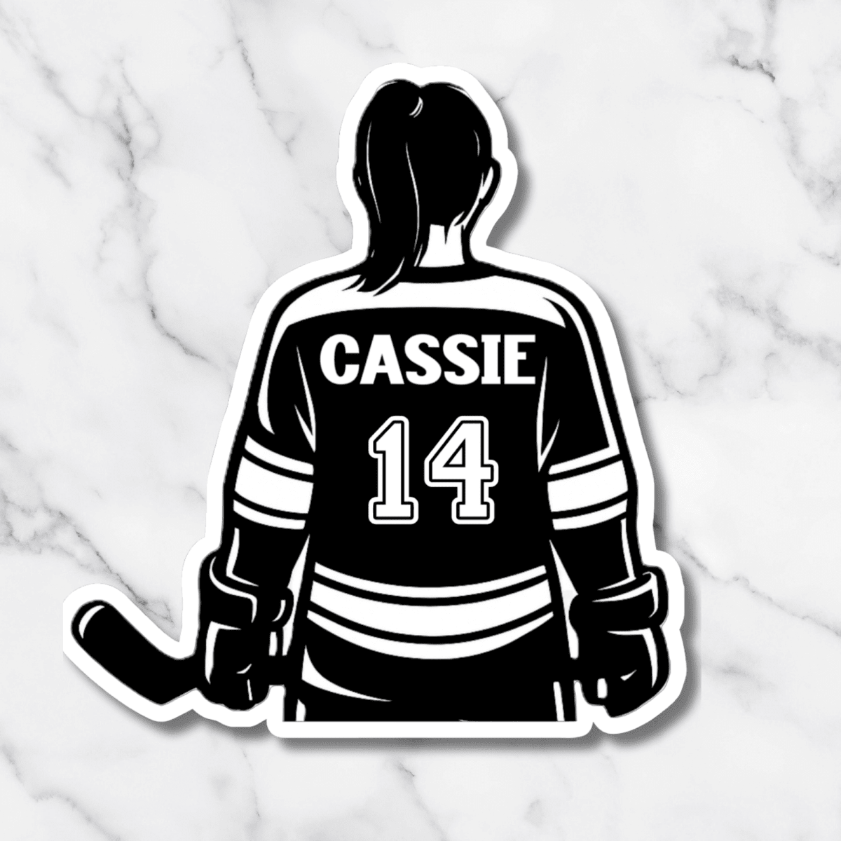 Personalized Girl Hockey Sticker – Custom Name & Number Decal - KWL Creations