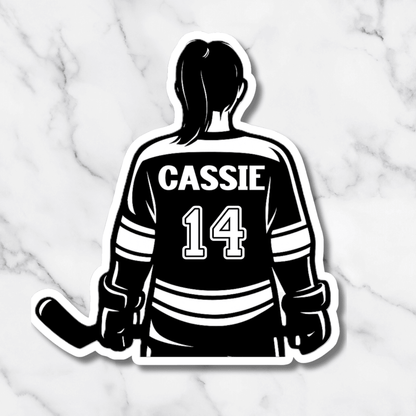 Personalized Girl Hockey Sticker – Custom Name & Number Decal - KWL Creations