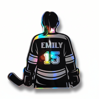 Personalized Girl Hockey Sticker – Custom Name & Number Decal - KWL Creations