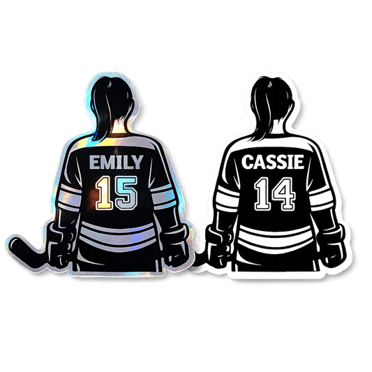 Personalized Girl Hockey Sticker – Custom Name & Number Decal - KWL Creations