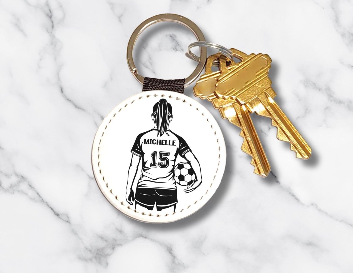Personalized Girl Soccer Keychain – Custom Name & Team Number - KWL Creations
