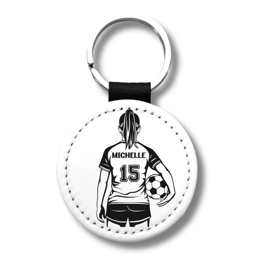 Personalized Girl Soccer Keychain – Custom Name & Team Number - KWL Creations