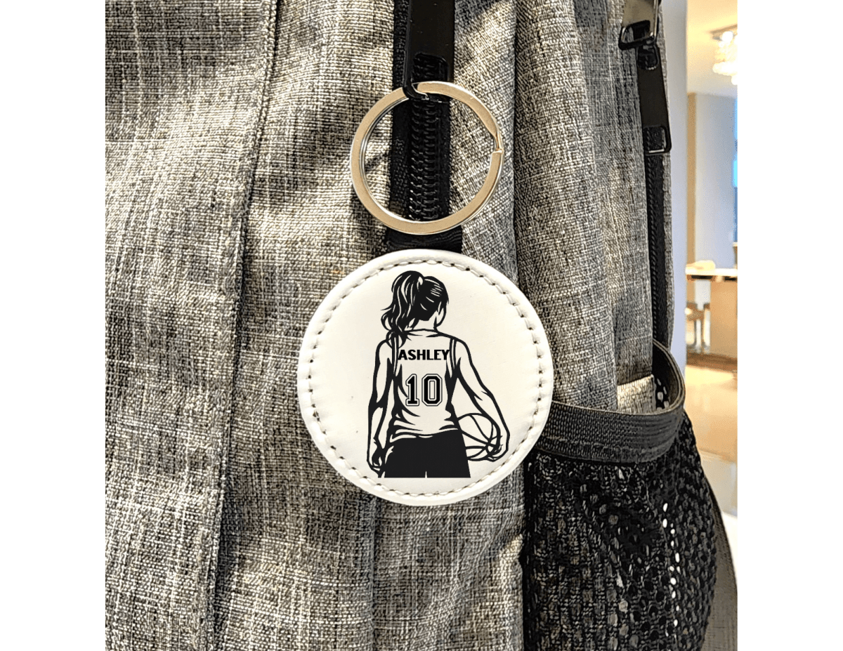 Personalized Girls Basketball Player Keychain with Name and Number - KWL Creations