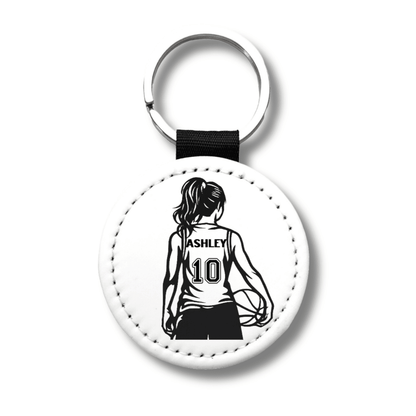 Personalized Girls Basketball Player Keychain with Name and Number - KWL Creations