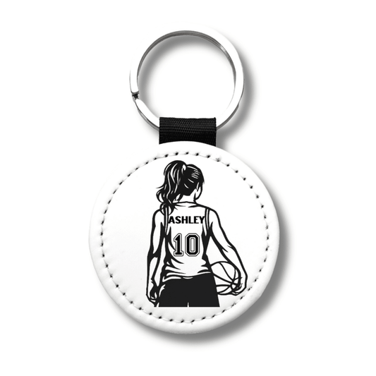 Personalized Girls Basketball Player Keychain with Name and Number - KWL Creations