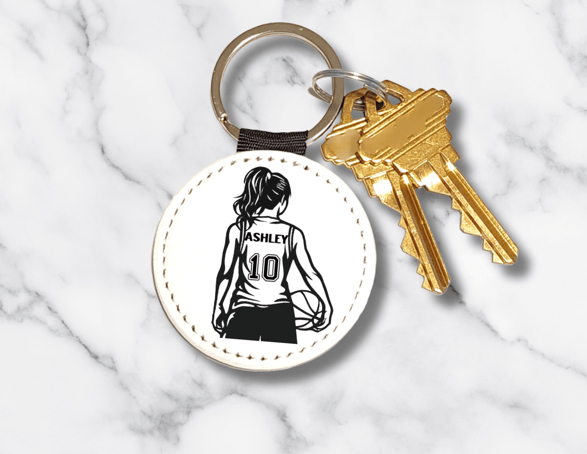 Personalized Girls Basketball Player Keychain with Name and Number - KWL Creations