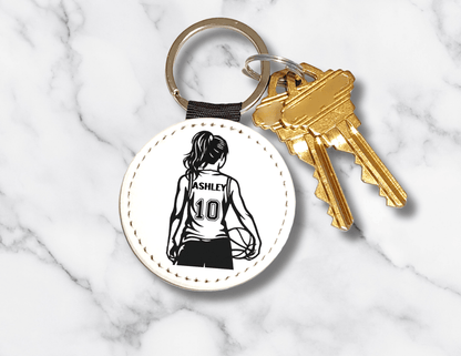 Personalized Girls Basketball Player Keychain with Name and Number - KWL Creations