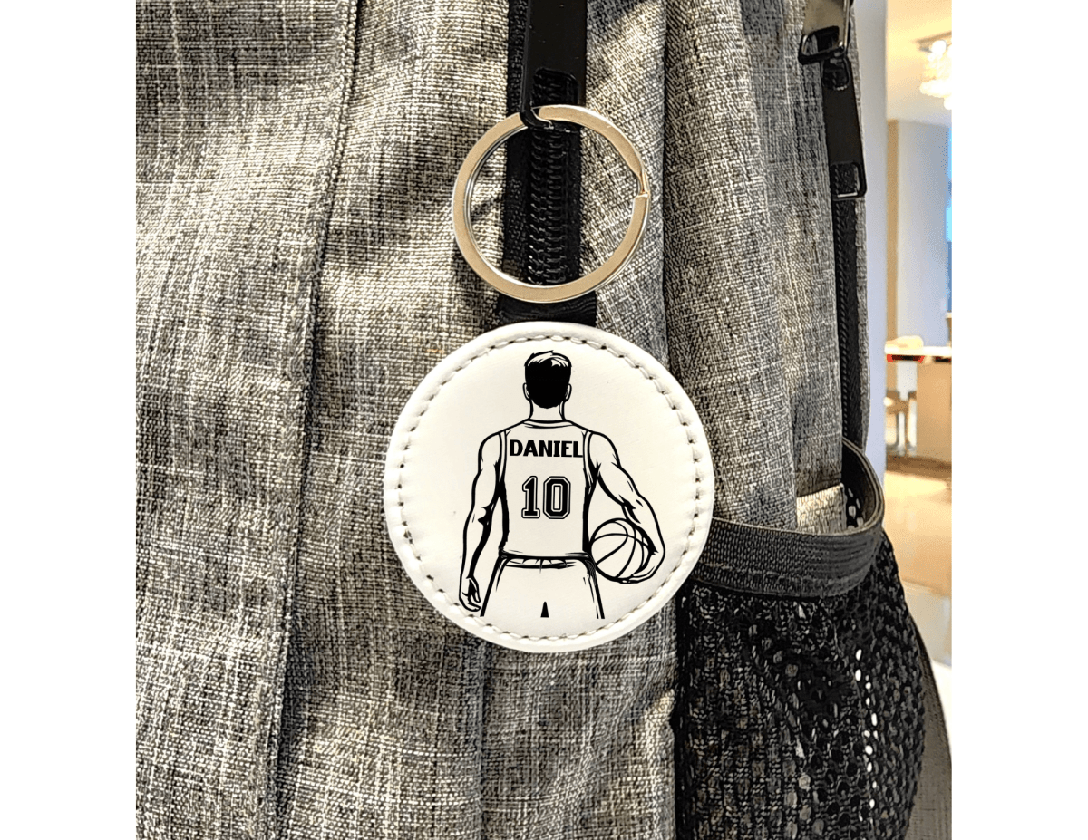 Personalized Guy Basketball Player Keychain with Name and Number - KWL Creations