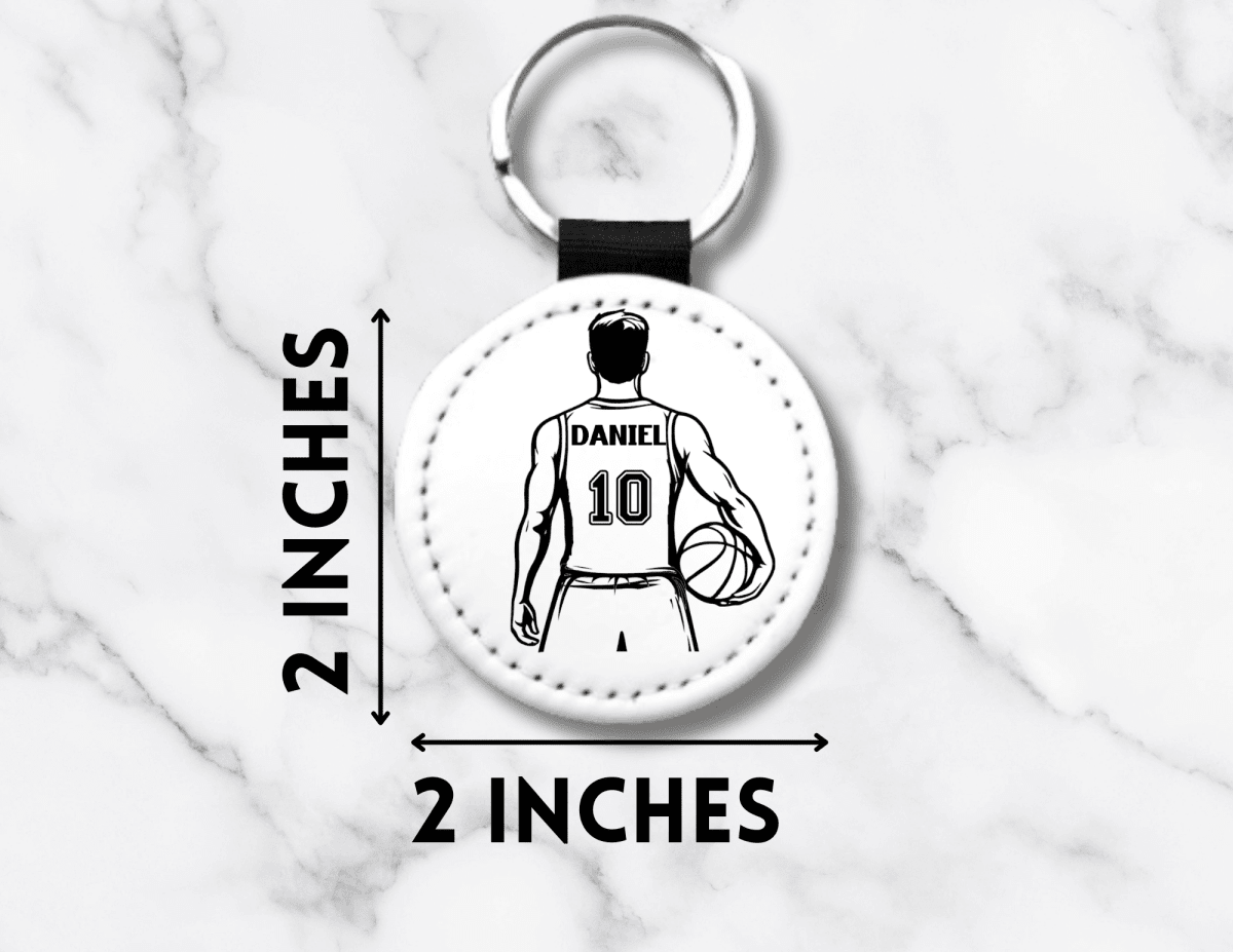 Personalized Guy Basketball Player Keychain with Name and Number - KWL Creations