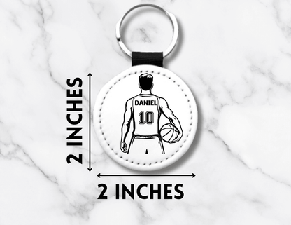 Personalized Guy Basketball Player Keychain with Name and Number - KWL Creations