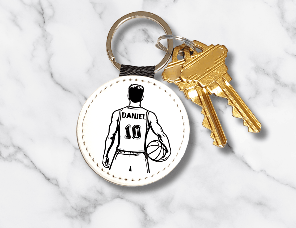 Personalized Guy Basketball Player Keychain with Name and Number - KWL Creations