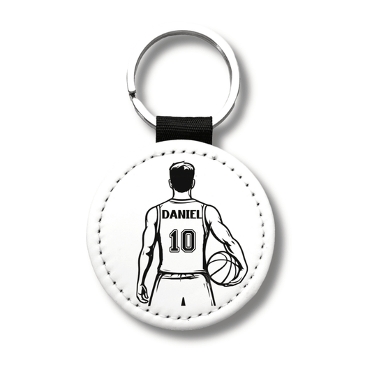 Personalized Guy Basketball Player Keychain with Name and Number - KWL Creations
