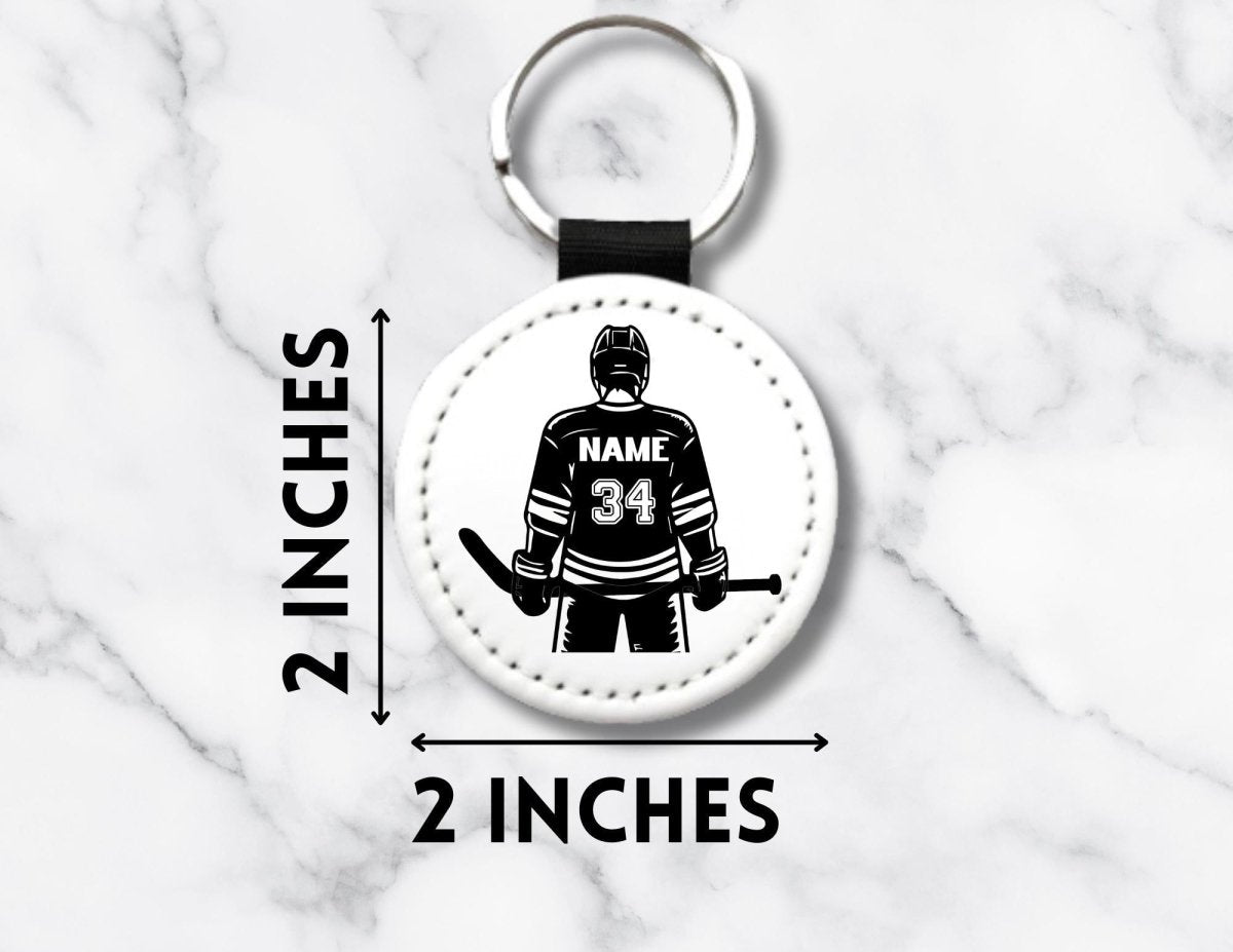 Personalized Guy Hockey Player Keychain – Custom Name & Number - KWL Creations