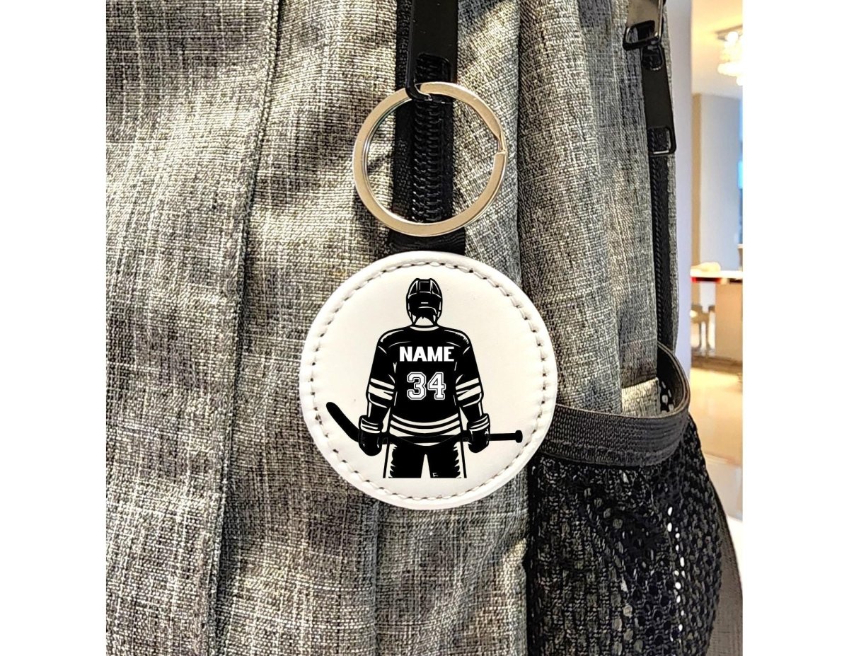 Personalized Guy Hockey Player Keychain – Custom Name & Number - KWL Creations