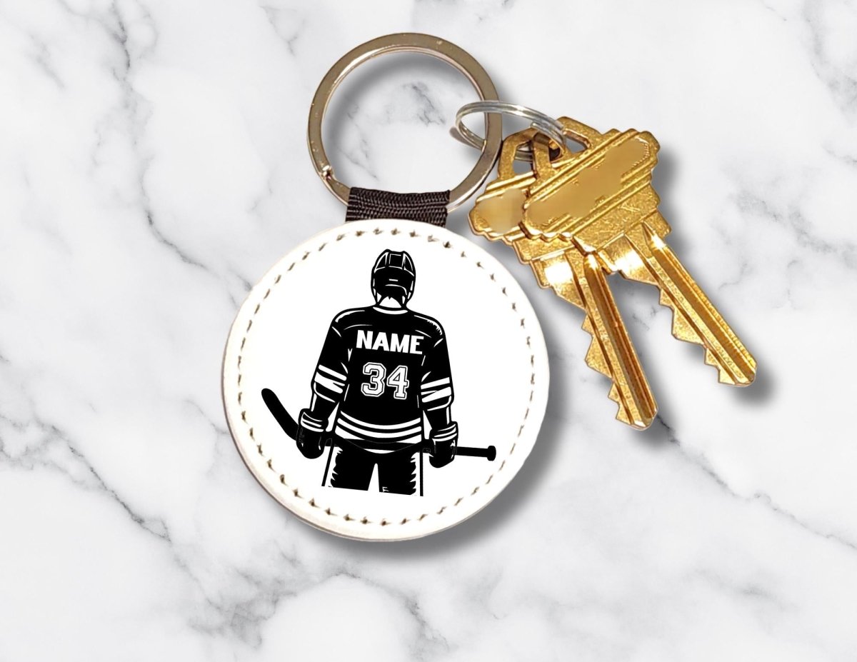 Personalized Guy Hockey Player Keychain – Custom Name & Number - KWL Creations