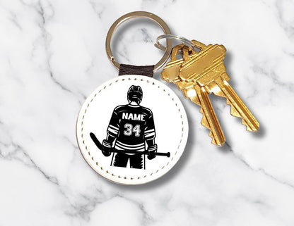 Personalized Guy Hockey Player Keychain – Custom Name & Number - KWL Creations