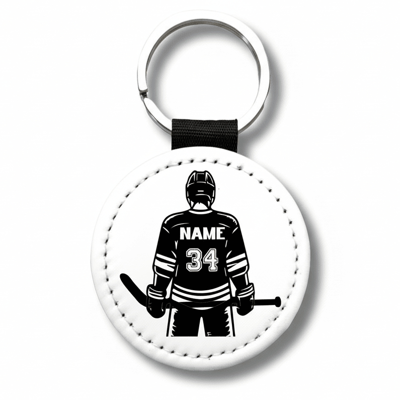 Personalized Guy Hockey Player Keychain – Custom Name & Number - KWL Creations