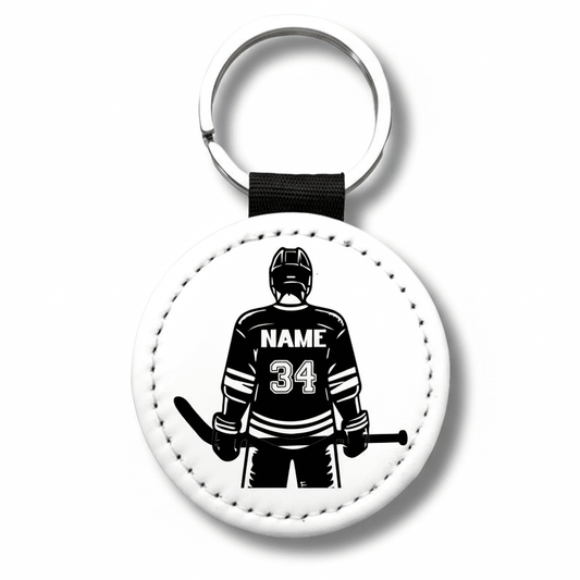 Personalized Guy Hockey Player Keychain – Custom Name & Number - KWL Creations