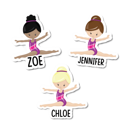 Personalized Gymnastics Girl Sticker: Custom Name Vinyl Decal - KWL Creations