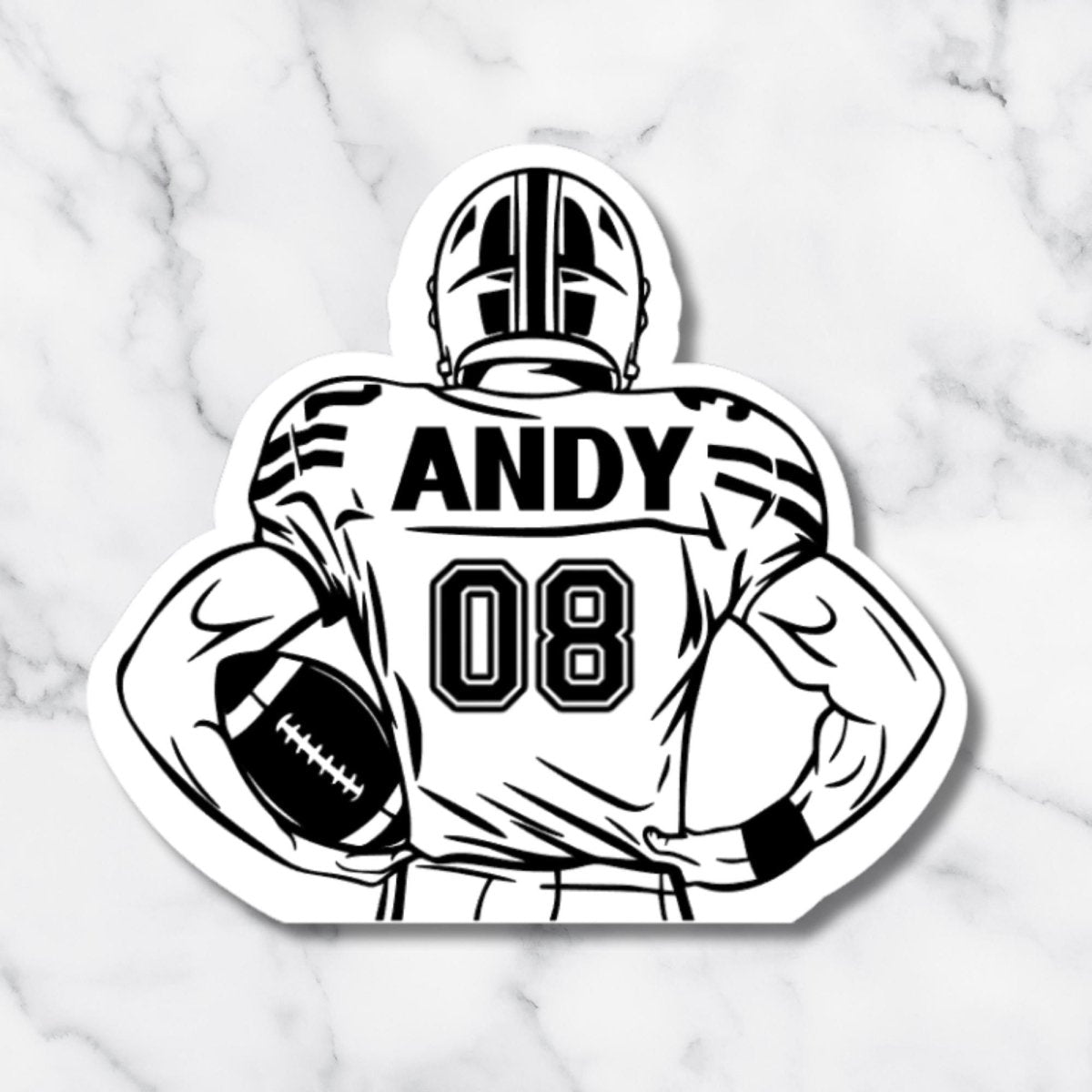 Personalized Holographic Football Player Sticker: Custom Name & Number - KWL Creations