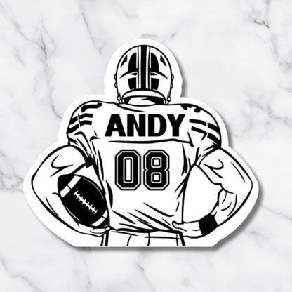 Personalized Holographic Football Player Sticker: Custom Name & Number - KWL Creations