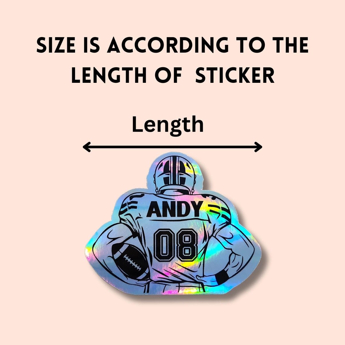 Personalized Holographic Football Player Sticker: Custom Name & Number - KWL Creations