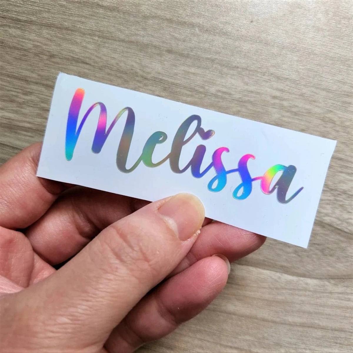 Personalized Holographic Name Decal with Heart – Custom Vinyl Name Sticker - KWL Creations