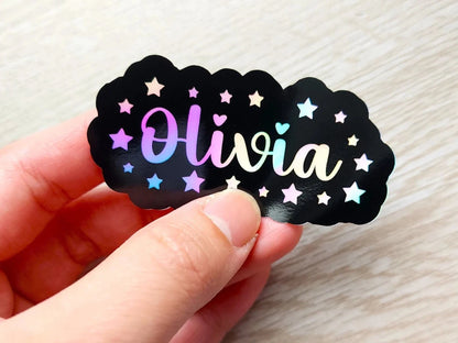 Personalized Holographic Star Name Sticker - KWL Creations