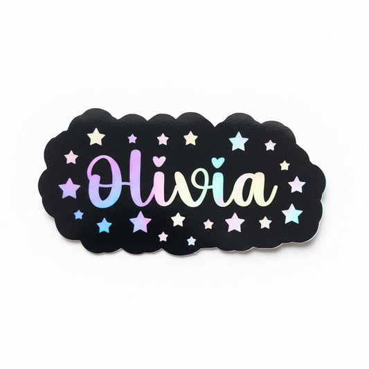 Personalized Holographic Star Name Sticker - KWL Creations