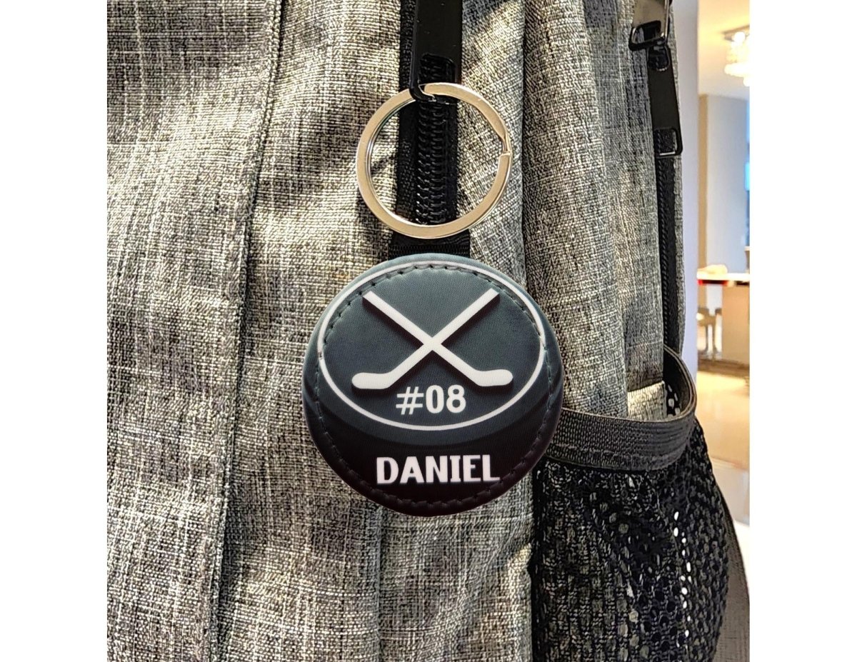 Personalized Ice Hockey Keychain with Puck Design – Custom Name & Team Number - KWL Creations
