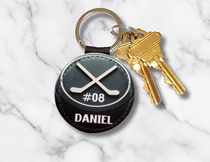 Personalized Ice Hockey Keychain with Puck Design – Custom Name & Team Number - KWL Creations