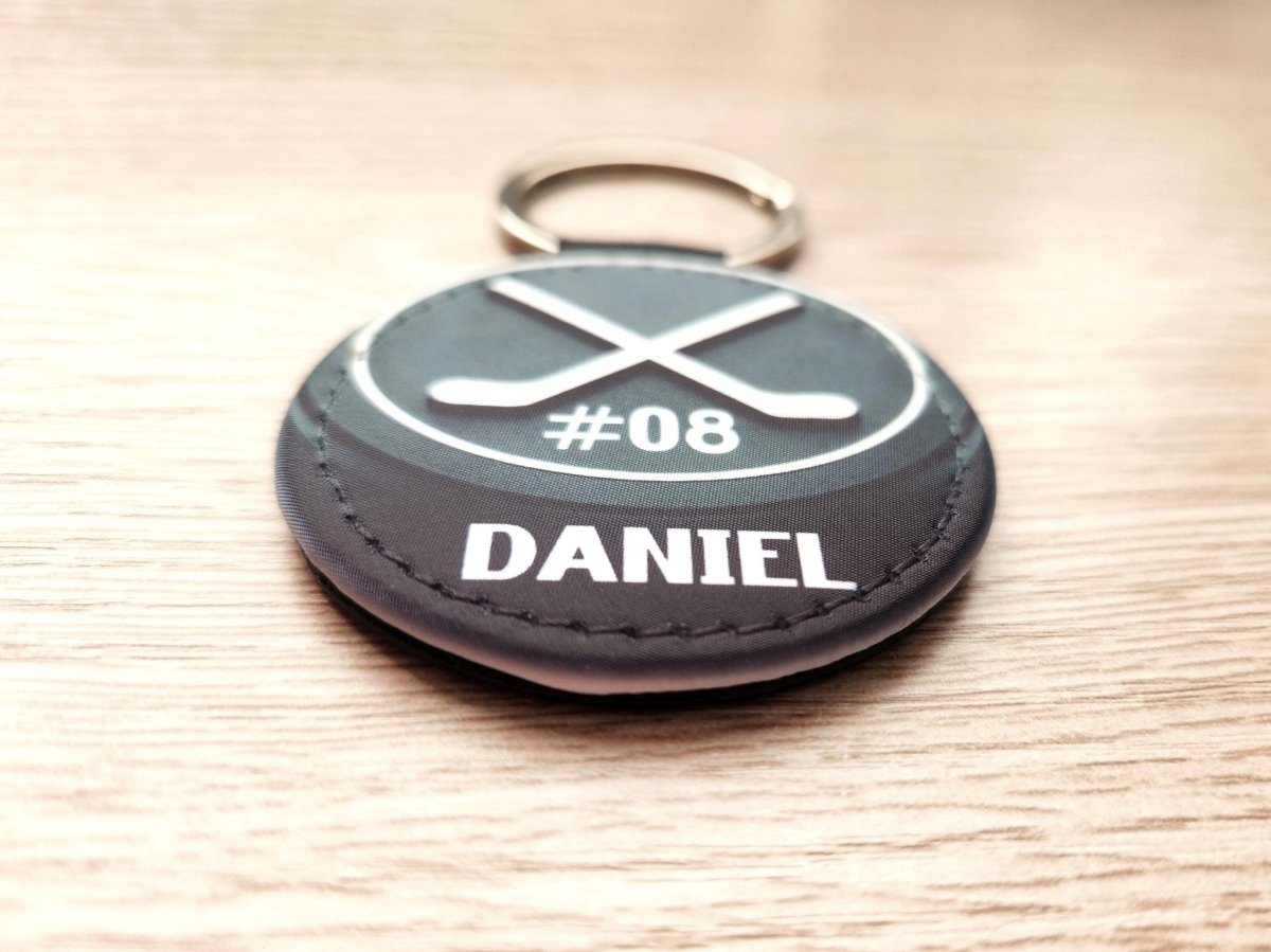 Personalized Ice Hockey Keychain with Puck Design – Custom Name & Team Number - KWL Creations