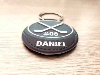 Personalized Ice Hockey Keychain with Puck Design – Custom Name & Team Number - KWL Creations