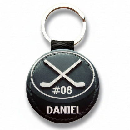 Personalized Ice Hockey Keychain with Puck Design – Custom Name & Team Number - KWL Creations