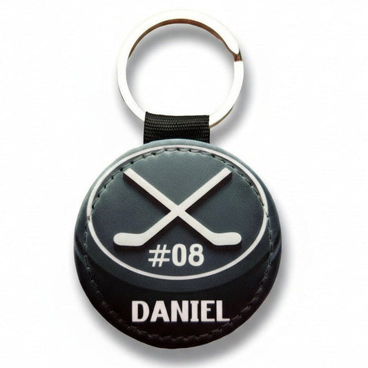 Personalized Ice Hockey Keychain with Puck Design – Custom Name & Team Number - KWL Creations
