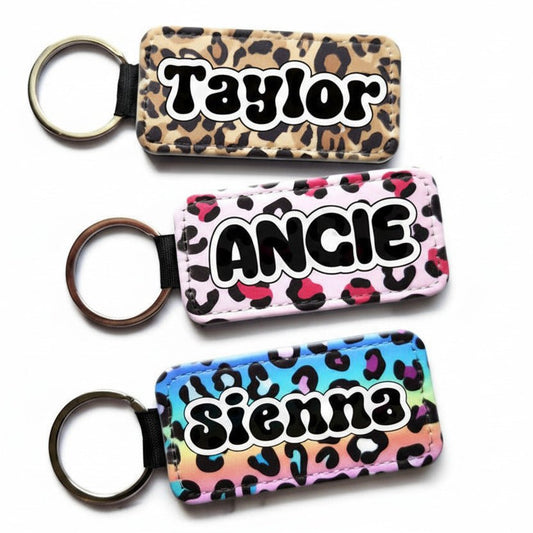 Personalized Leopard Print Name Keychain, Custom Animal Print - KWL Creations