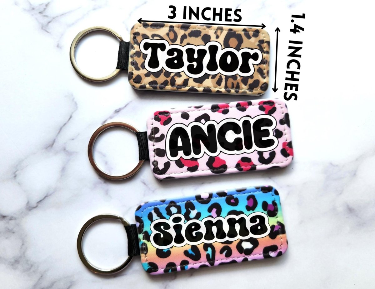 Personalized Leopard Print Name Keychain, Custom Animal Print - KWL Creations