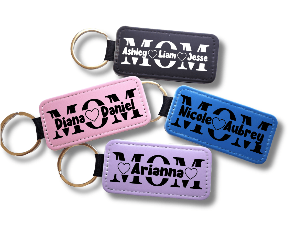 Personalized Mom Keychain – Monogram Name Keychain – Vegan Leather Mother’s Day Gift - KWL Creations
