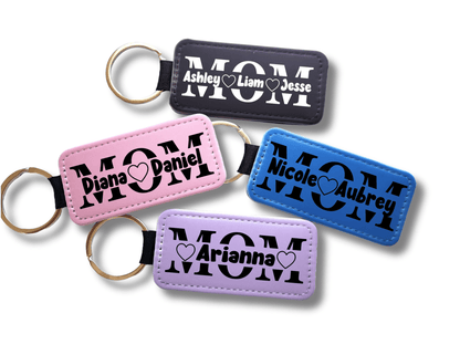 Personalized Mom Keychain – Monogram Name Keychain – Vegan Leather Mother’s Day Gift - KWL Creations