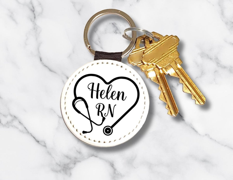 Personalized Nurse Keychain: Stethoscope Heart Design, Custom RN Gift - KWL Creations