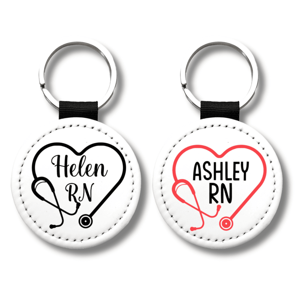 Personalized Nurse Keychain: Stethoscope Heart Design, Custom RN Gift - KWL Creations