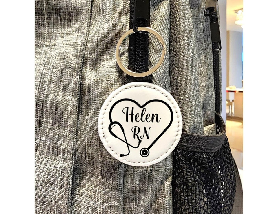 Personalized Nurse Keychain: Stethoscope Heart Design, Custom RN Gift - KWL Creations