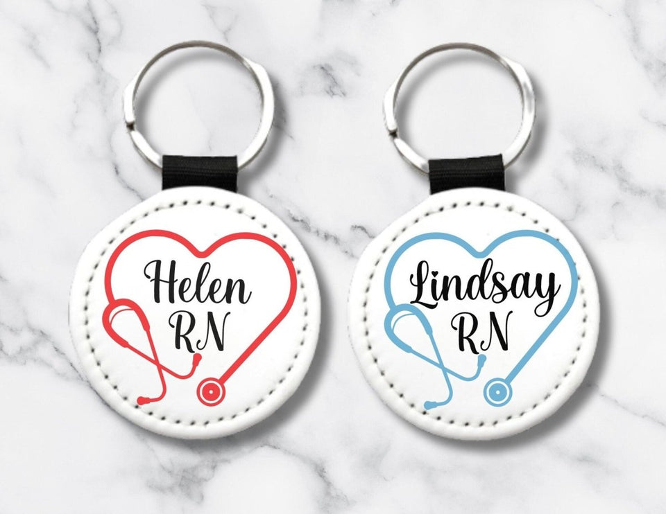 Personalized Nurse Keychain: Stethoscope Heart Design, Custom RN Gift - KWL Creations
