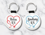 Personalized Nurse Keychain: Stethoscope Heart Design, Custom RN Gift - KWL Creations