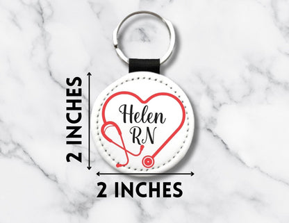 Personalized Nurse Keychain: Stethoscope Heart Design, Custom RN Gift - KWL Creations