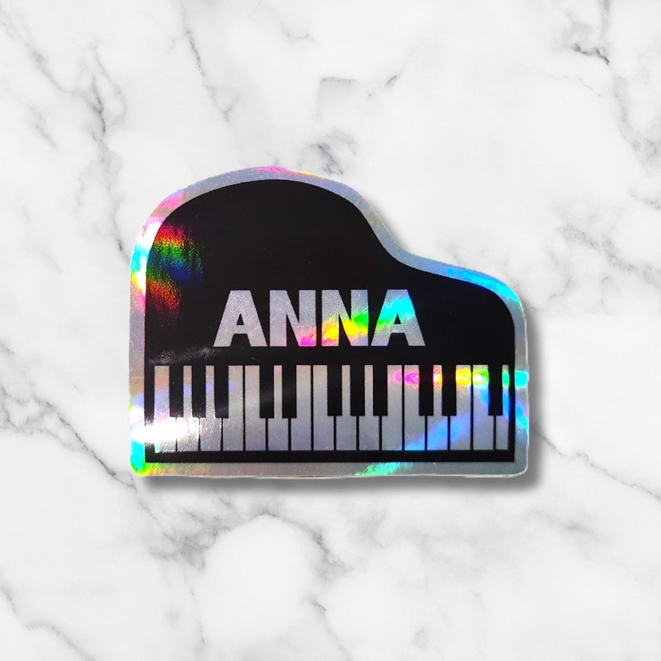 Personalized Piano Name Decal: Holographic Vinyl Keyboard Sticker - KWL Creations